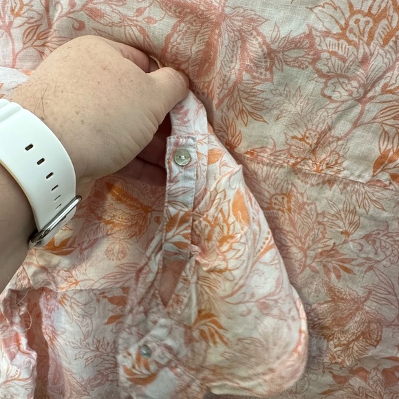 Sigrid‎ Olsen 100% Linen Floral Print Long Sleeve Tunic Button Front Top Size 1X - Picture 3 of 5